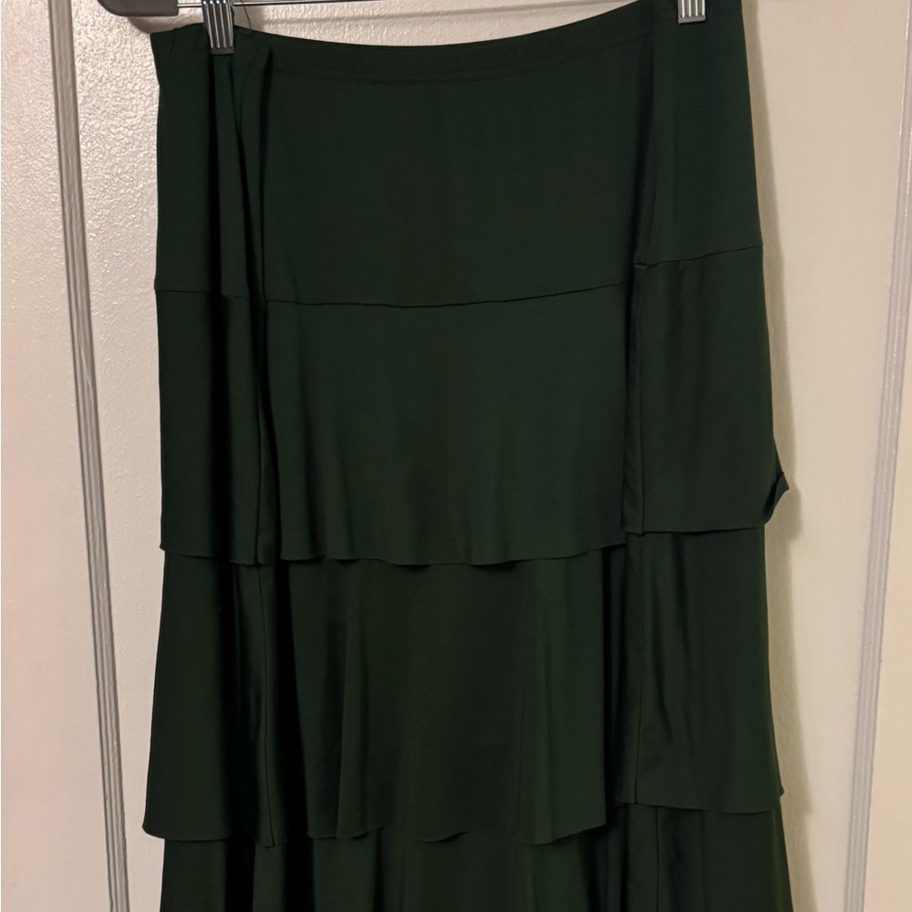 Elegant Dark Green Tiered A-Line Skirt